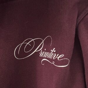 Primitive Burgundy Crewneck Hoodie W Front Pocket Clean Non smoking home